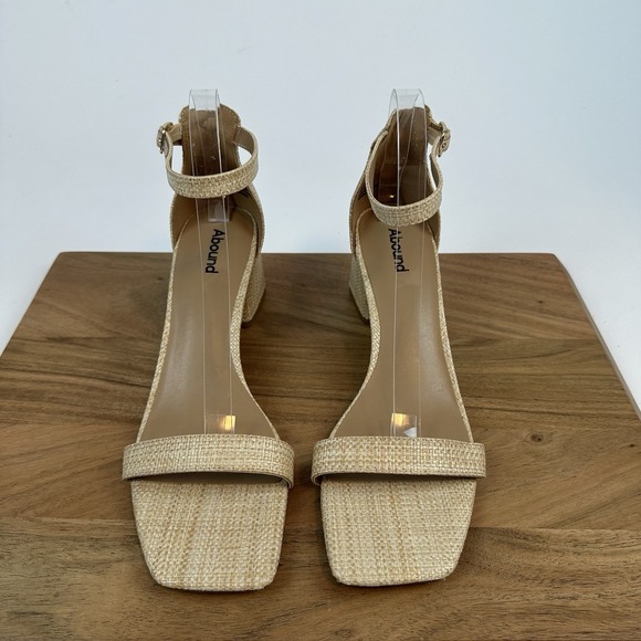 New NWOB Womens Abound Finn Natural Raffia Ankle Strap Sandals Heels Size 11‎ M - Picture 6 of 8